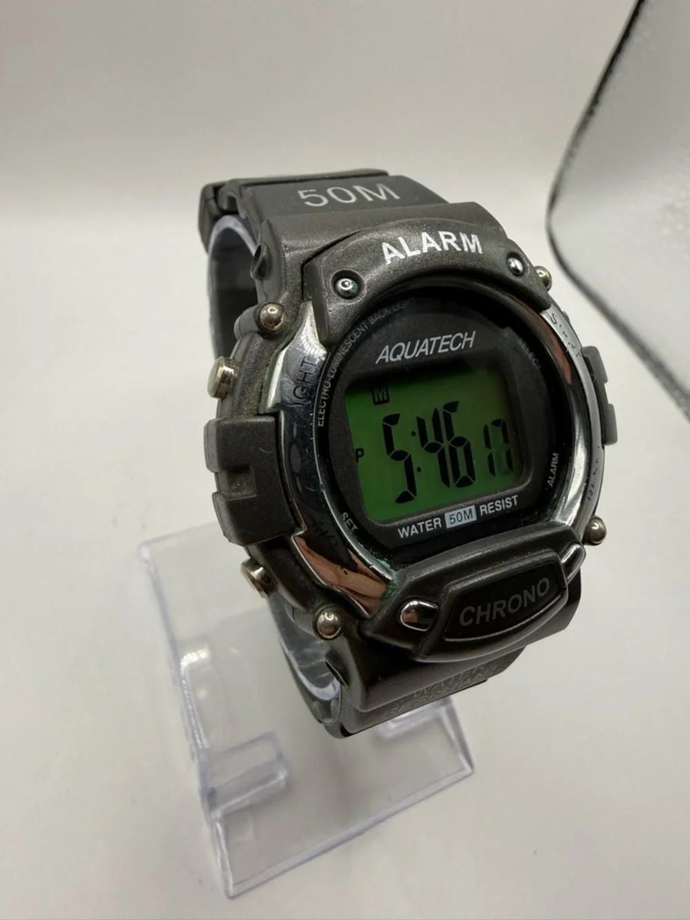 Aquatech Digital Watch Sports Chrono CR2025 GSI AQT24015 Stainless Ba
